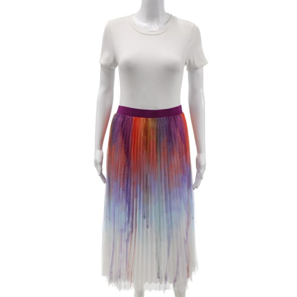 Zero Degrees Celsius Womens Multicolor Rainbow Long Pleated Skirt Size M